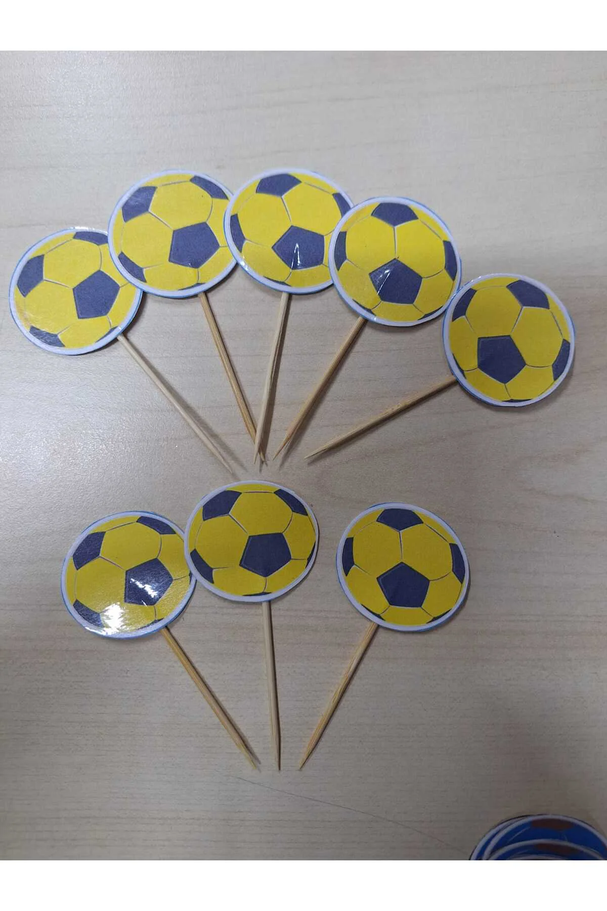 SARI & LACİVERT Futbol Topu Temalı Doğum Günü Kürdanı ,pasta Süsü