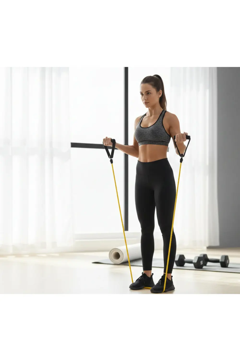 Sarı Latex Hafif Direnç Lastiği 7 kg-Egzersiz Bandı-Fitness-Egzer