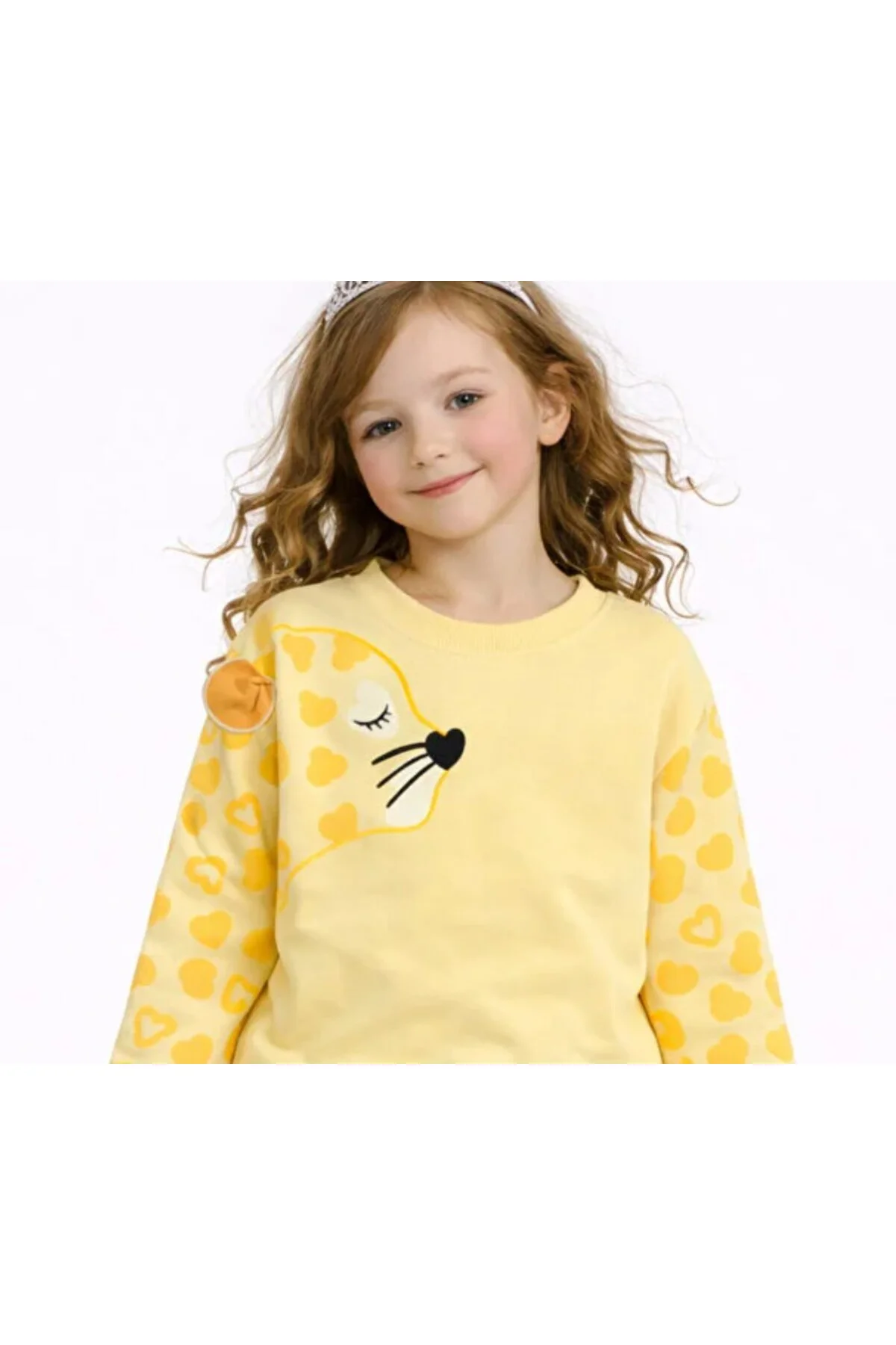 Sarı Leopar Kız Çocuk Sweatshirt