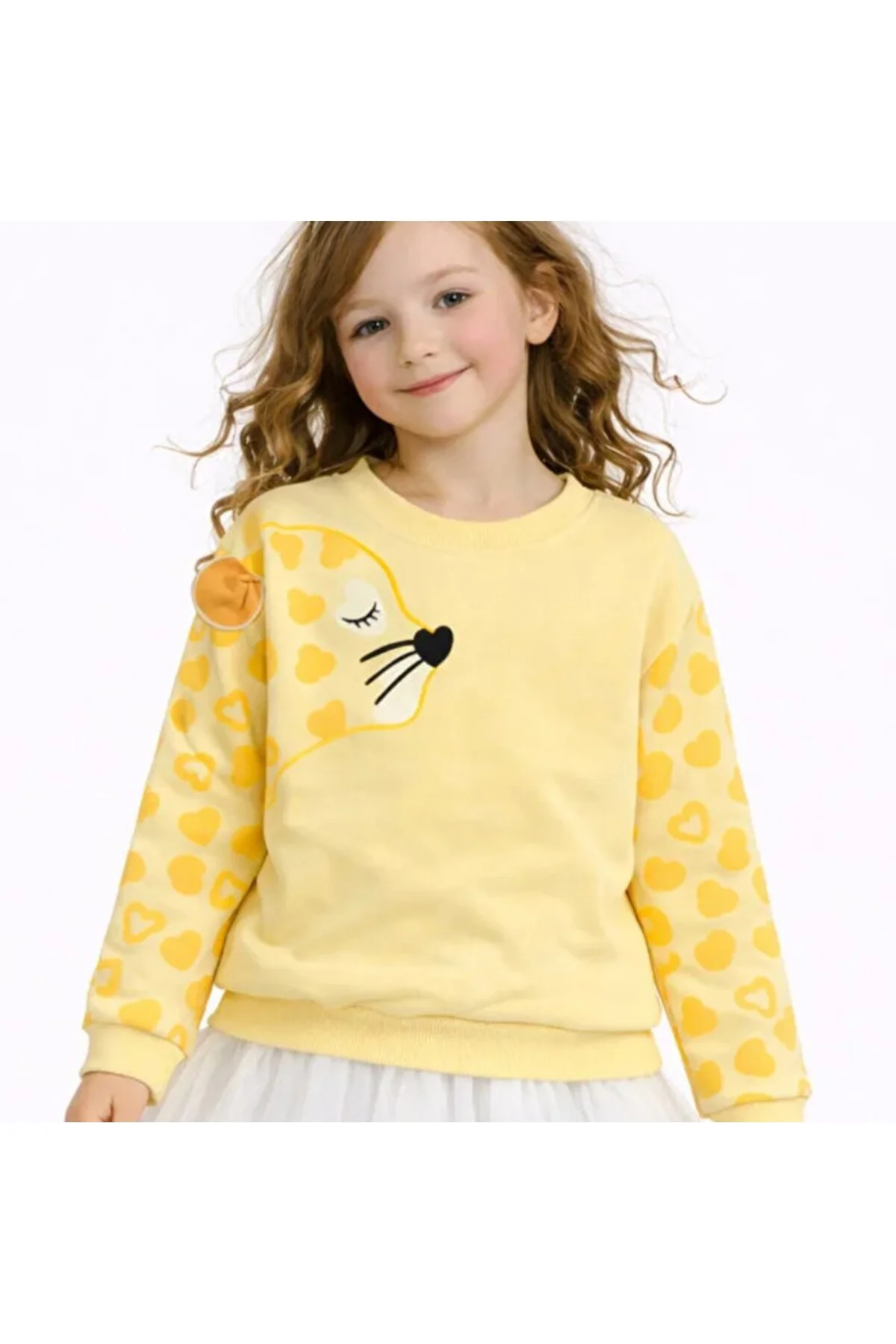 Sarı Leopar Kız Çocuk Sweatshirt