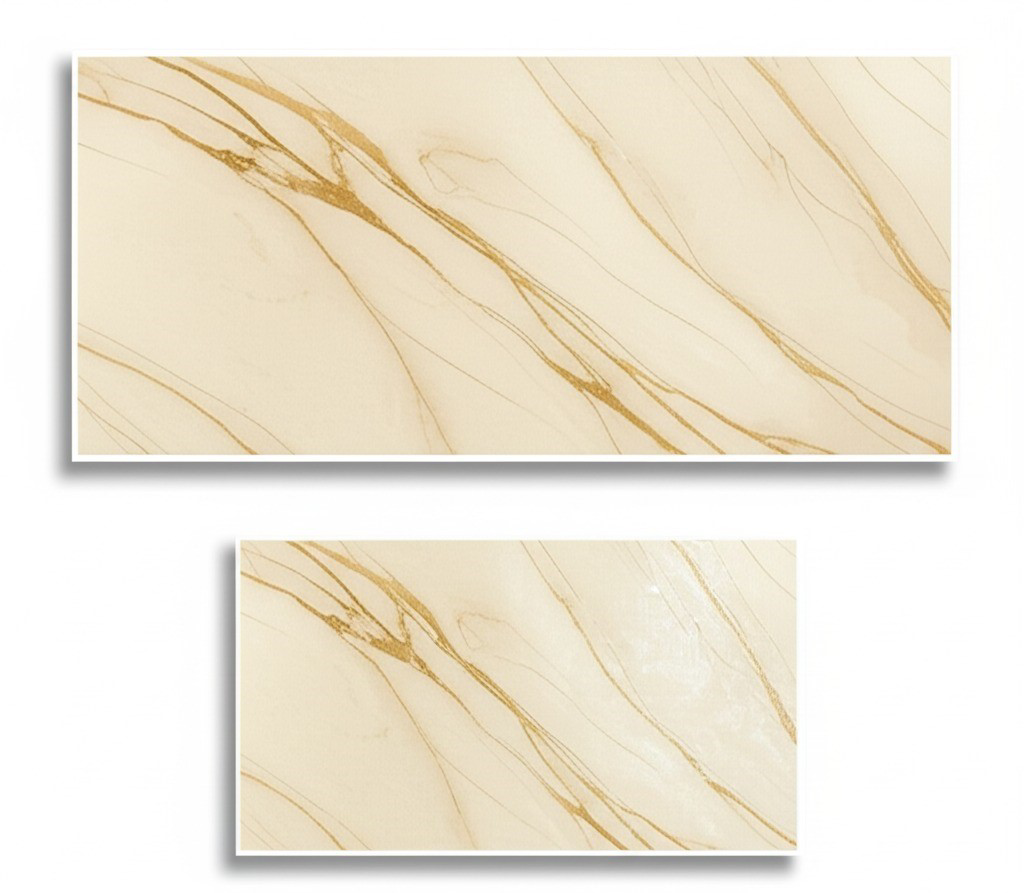 Sarı Mermer Desenli Alüminyum Duvar Stickerı 60x30cm  Isıya Dayan