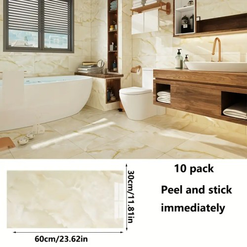 Sarı Mermer Desenli Alüminyum Duvar Stickerı 60x30cm  Isıya Dayan