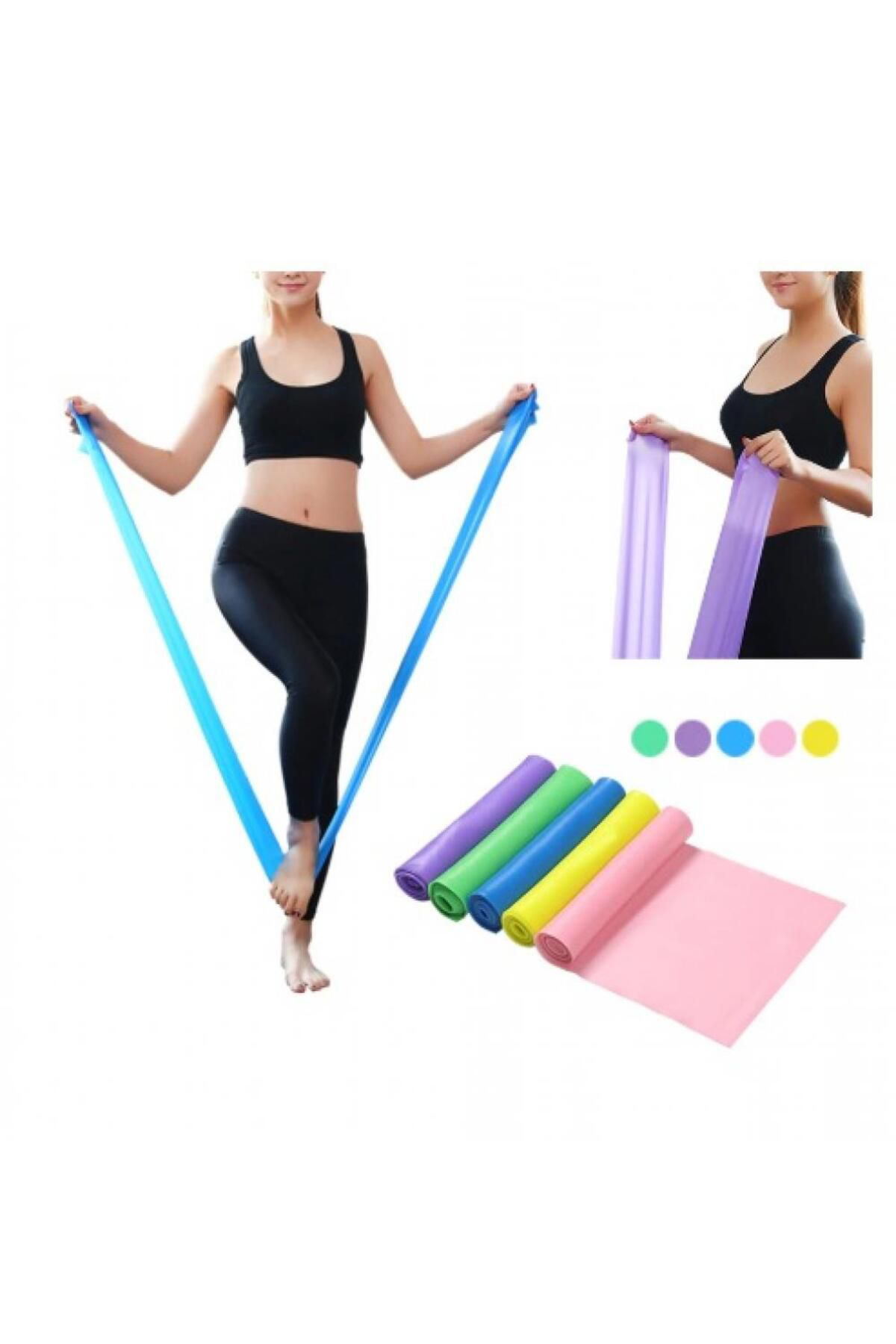Zs Demir Sarı Pilates Lastiği Kolay Direnç Pilates 120 Cm*15 Cm*0.25 Mm
