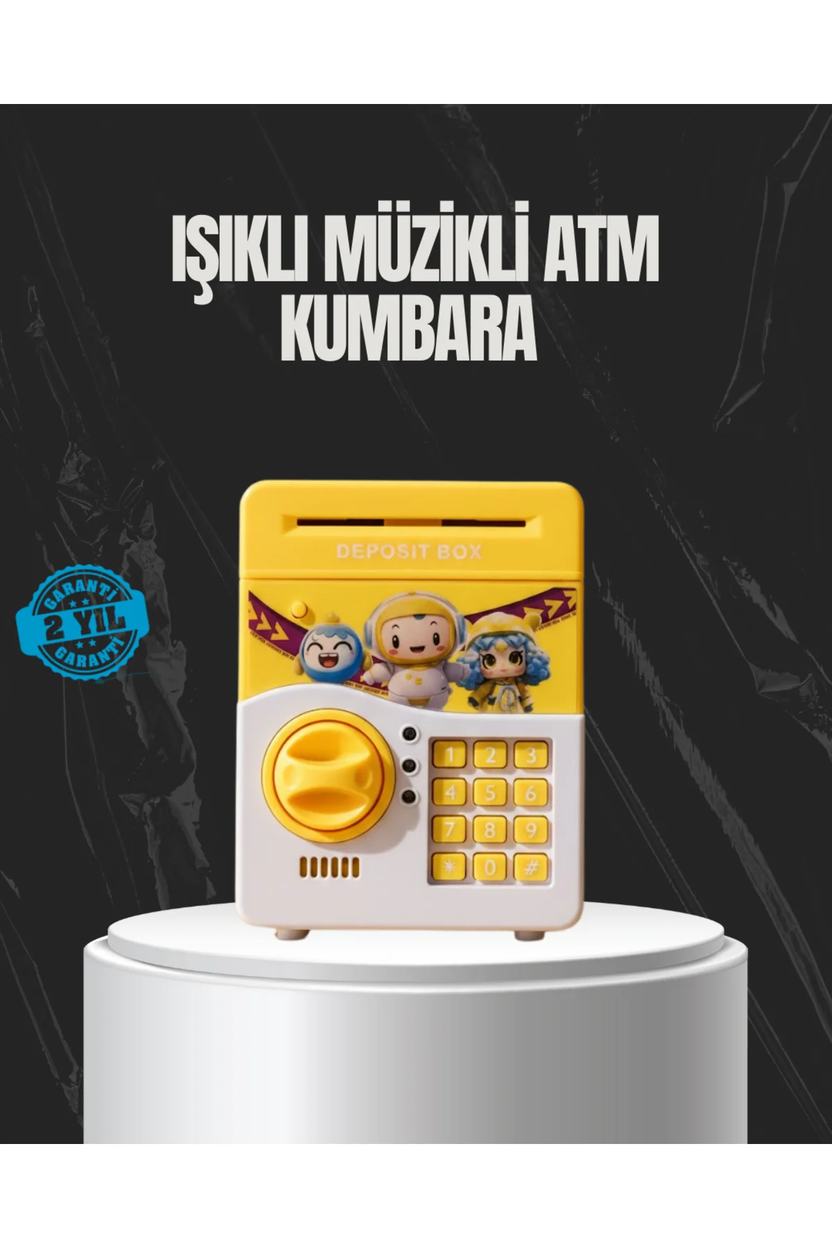 Sarı Renk Otomatik Para Çeken Şifreli Çocuk Kumbarası