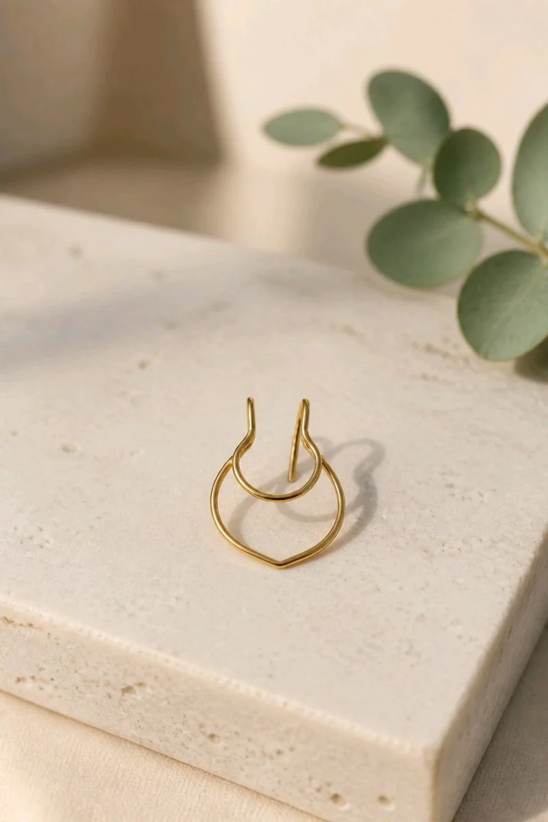 Sarı  Renk Sıkıştırmalı Burun Kulak Piercıng