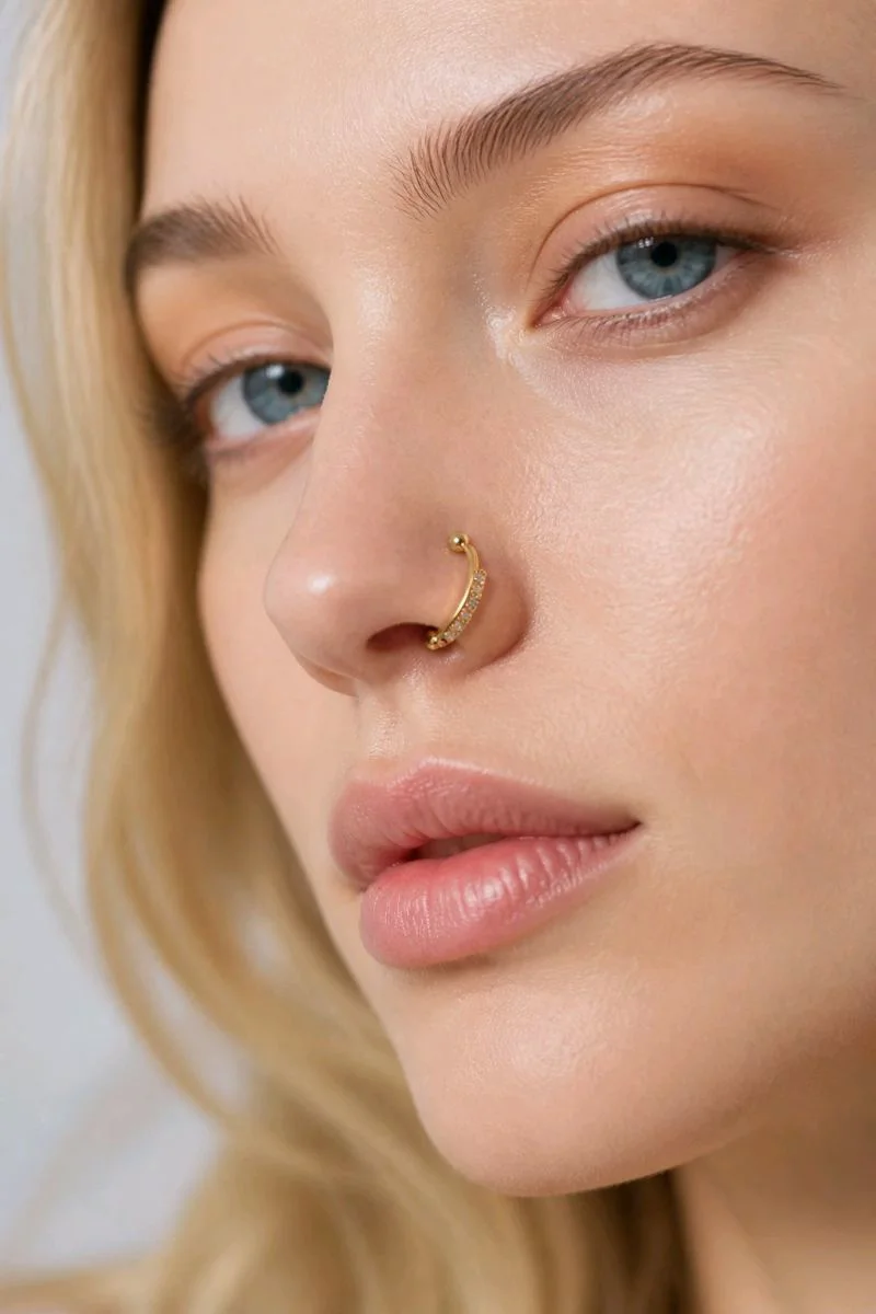 Sarı  Renk Sıkıştırmalı Burun Kulak Piercıng