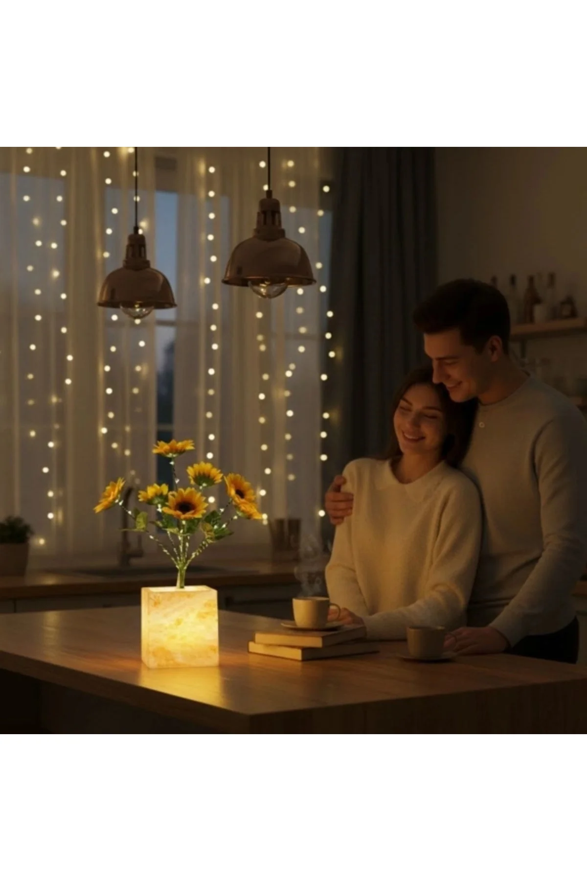 Sarı Saksılı Led Yapay Çiçek