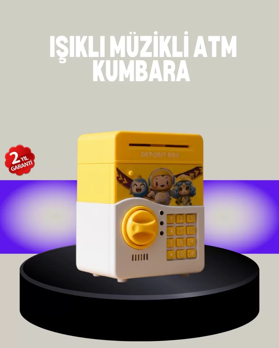 Sarı Şifreli Eğitici Çocuk Kumbarası Otomatik Para Girişli - Lisinya