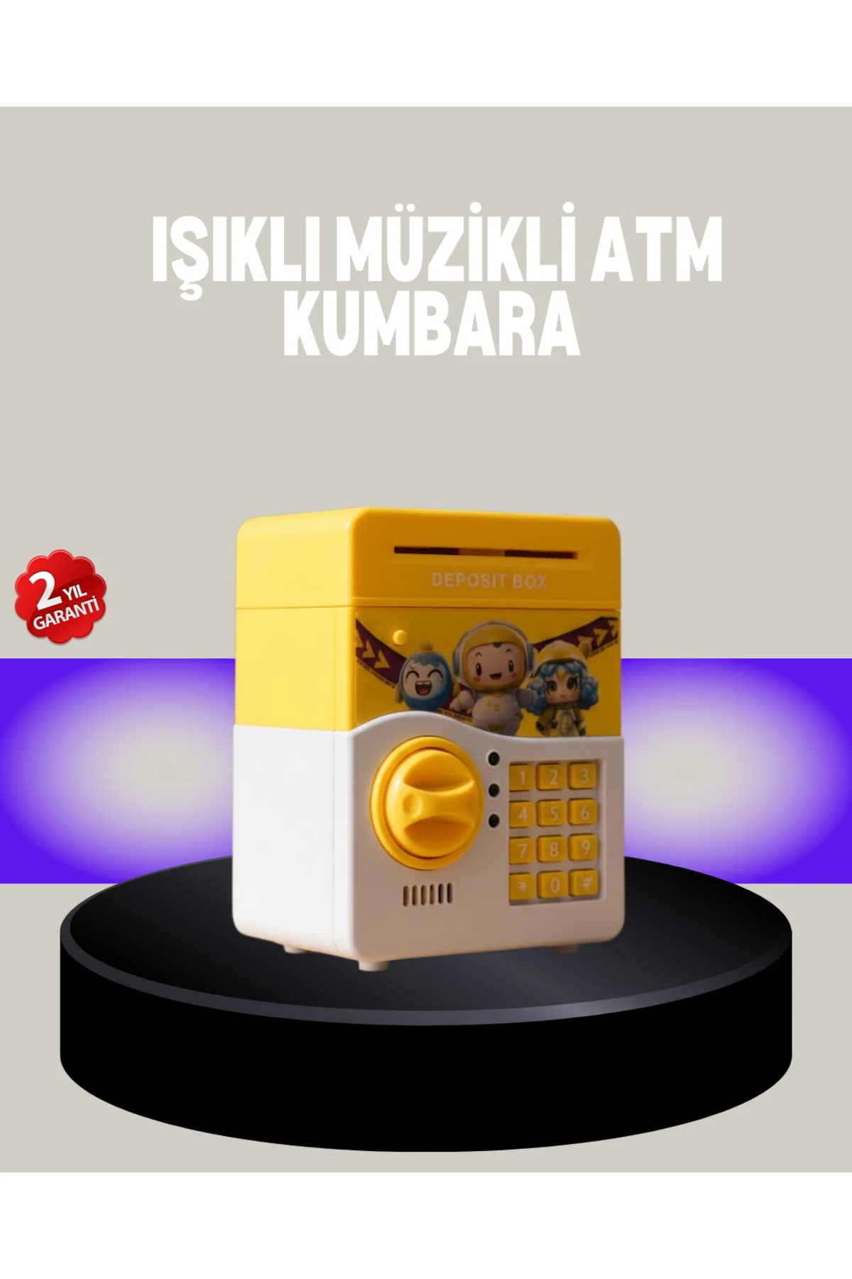 Sarı Şifreli Eğitici Çocuk Kumbarası Otomatik Para Girişli