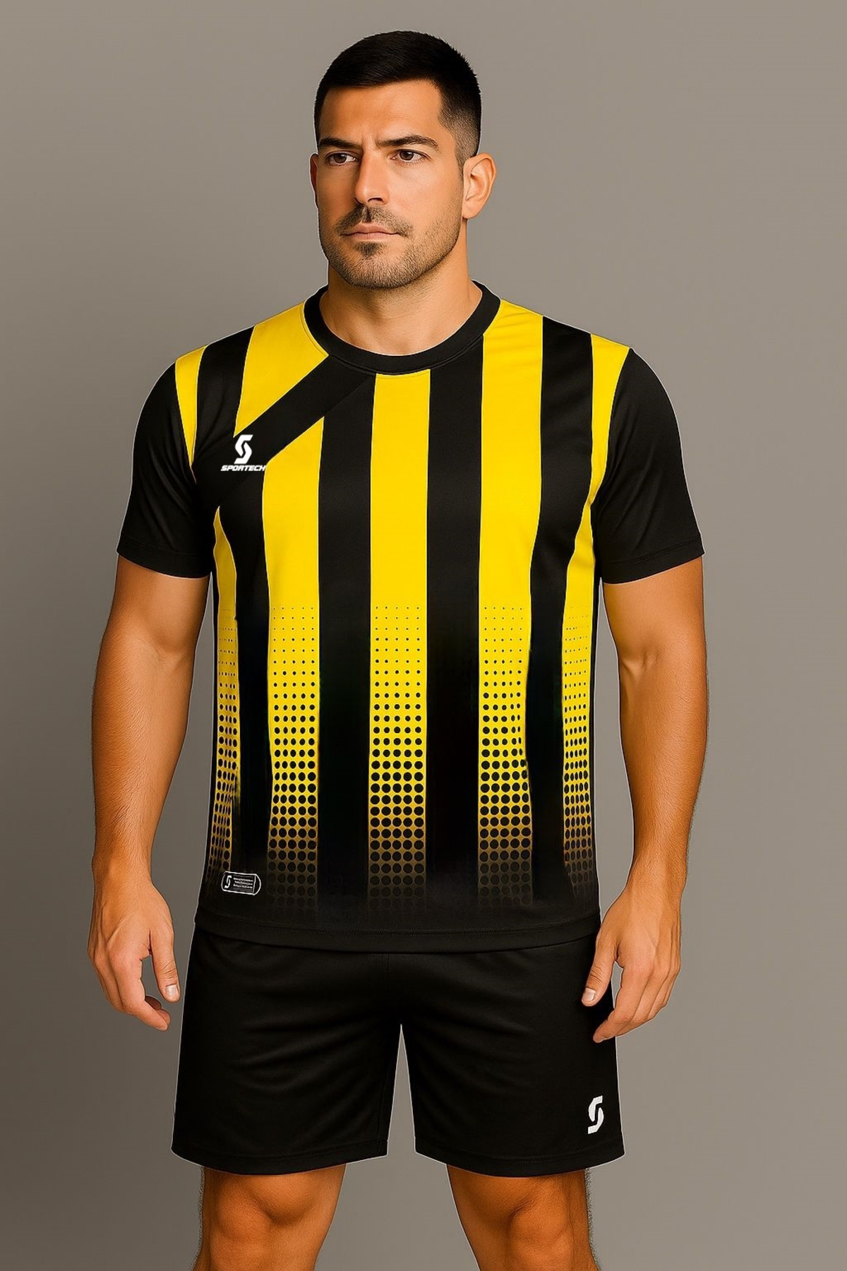 Sportech Sarı-Siyah Forma Takımı K0132 (Tek Kelime İsim Ve Numara Yazilir)