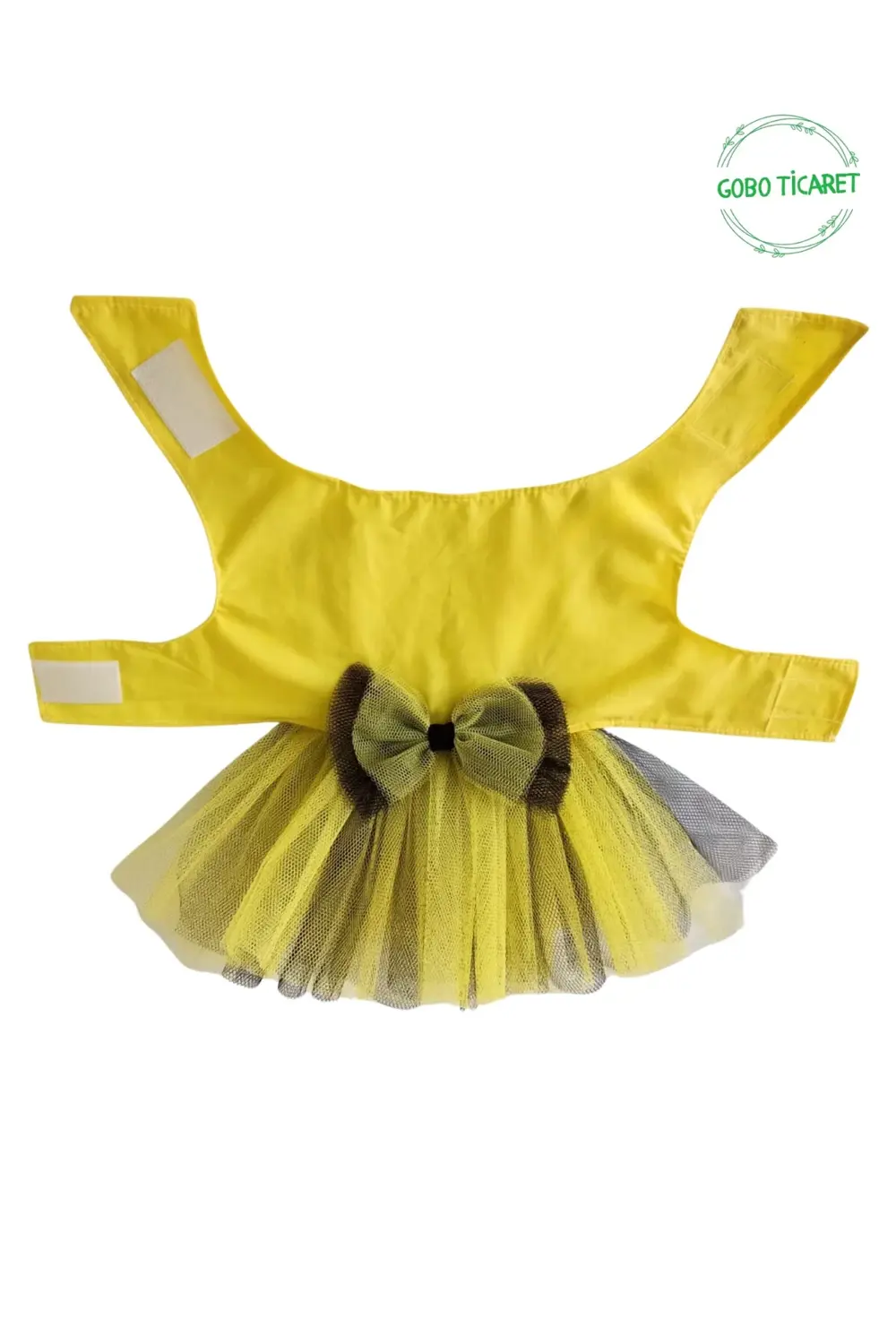 Sarı-Siyah Kurdeleli Sarı Kedi Köpek Kıyafeti Elbisesi XLARGE/XL/