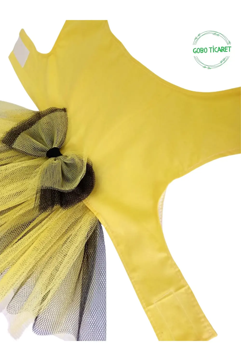 Sarı-Siyah Kurdeleli Sarı Kedi Köpek Kıyafeti Elbisesi SMALL/S/Be