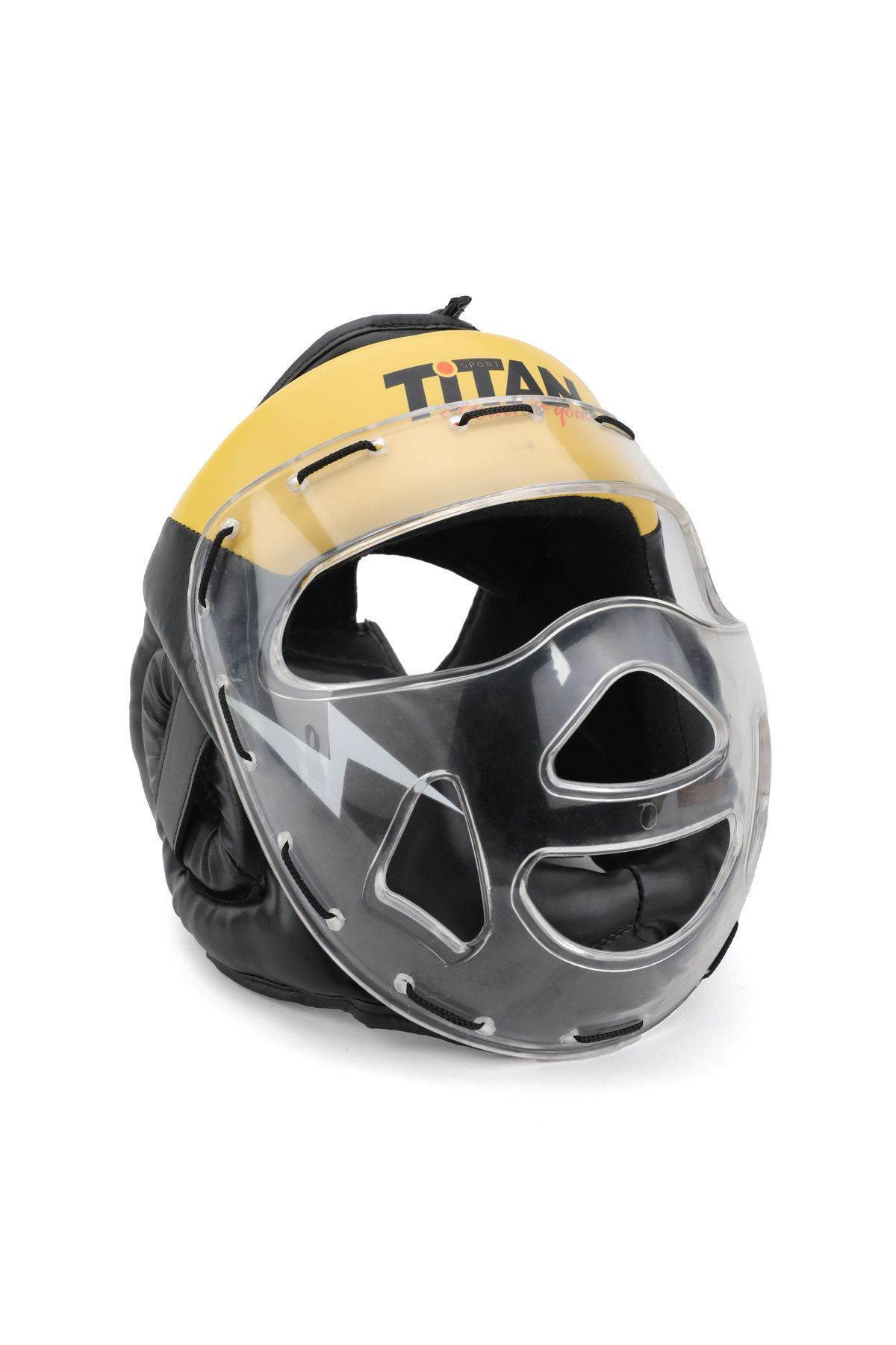 Titan Sport Sari Siyah Serisi Özel Takim Set , Camli Boks Kaski, Boks Eldiven