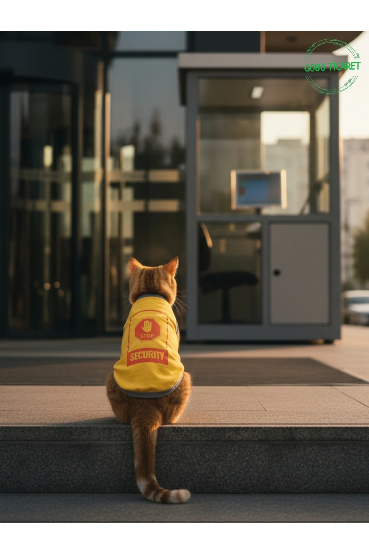 Sarı Stop Security (Güvenlik) Baskılı Kedi ve Köpek Kıyafeti Tişö