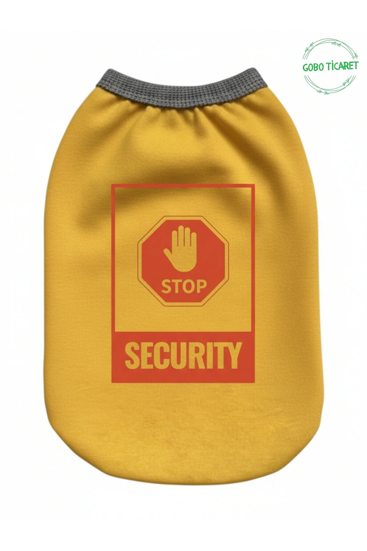 Sarı Stop Security (Güvenlik) Baskılı Kedi ve Köpek Kıyafeti Tişö