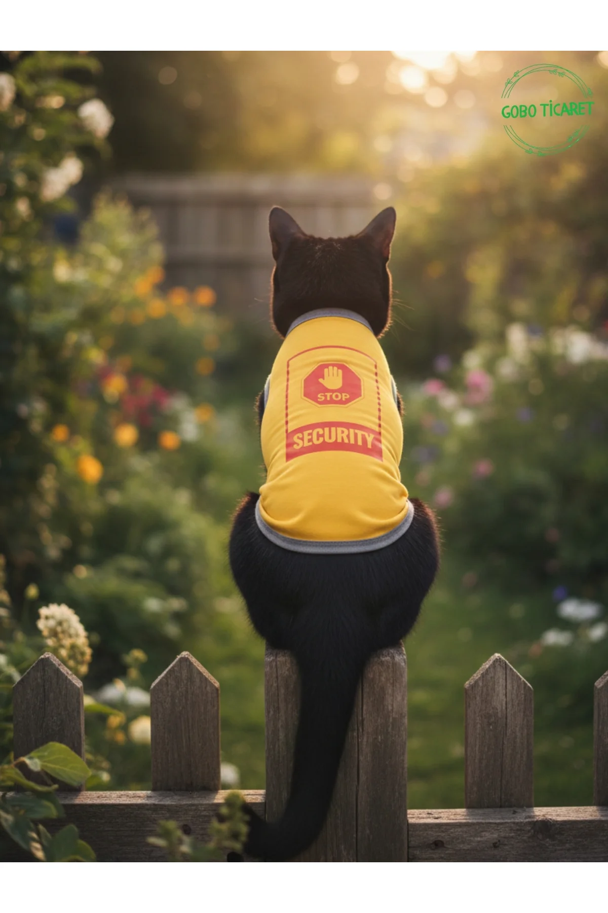 Sarı Stop Security (Güvenlik) Baskılı Kedi ve Köpek Kıyafeti Tişö