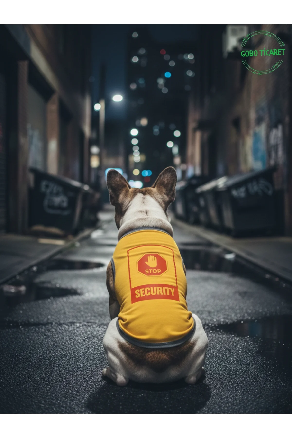 Sarı Stop Security (Güvenlik) Baskılı Kedi ve Köpek Kıyafeti Tişö