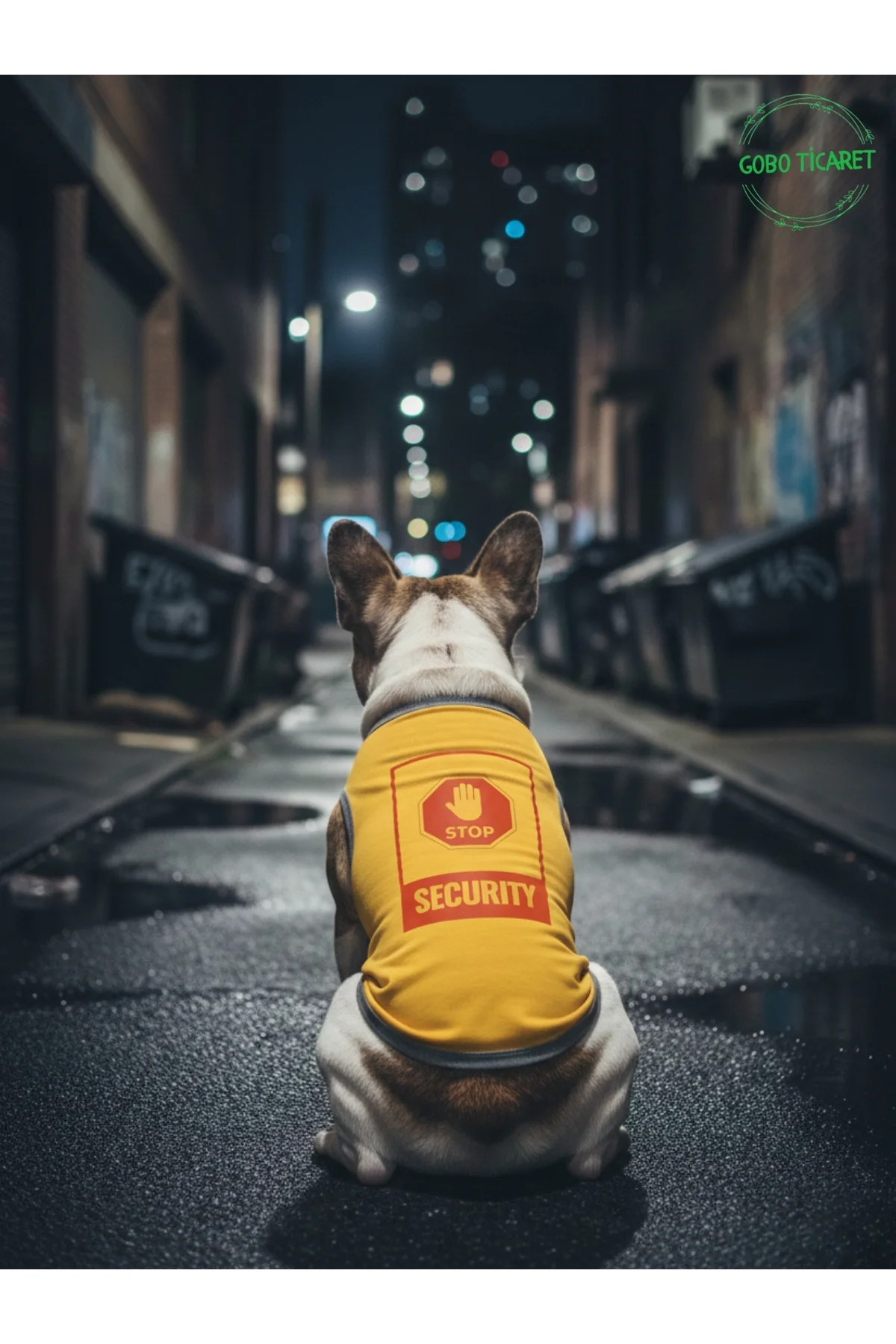 Sarı Stop Security (Güvenlik) Baskılı Kedi ve Köpek Kıyafeti Tişö