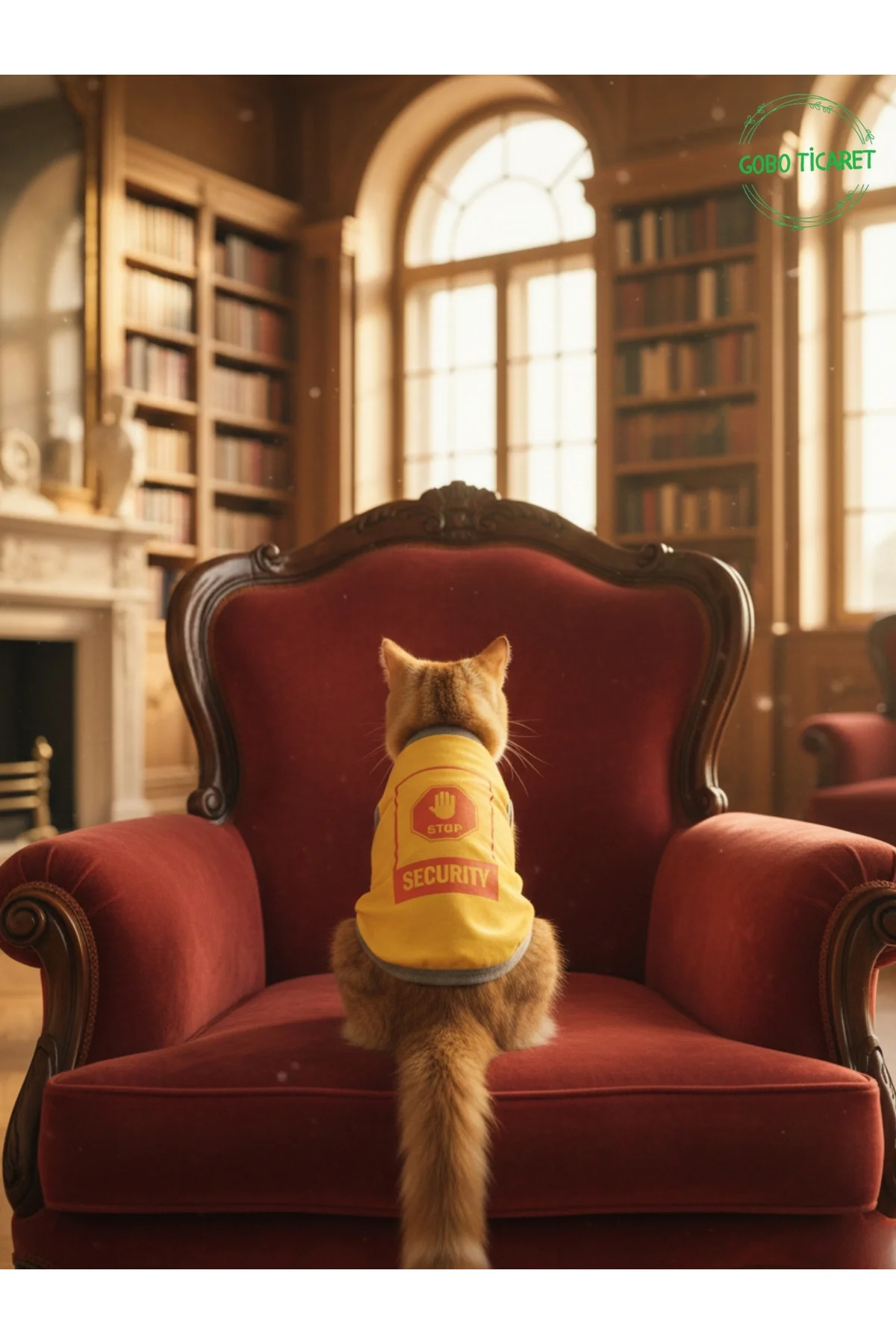 Sarı Stop Security (Güvenlik) Baskılı Kedi ve Köpek Kıyafeti Tişö