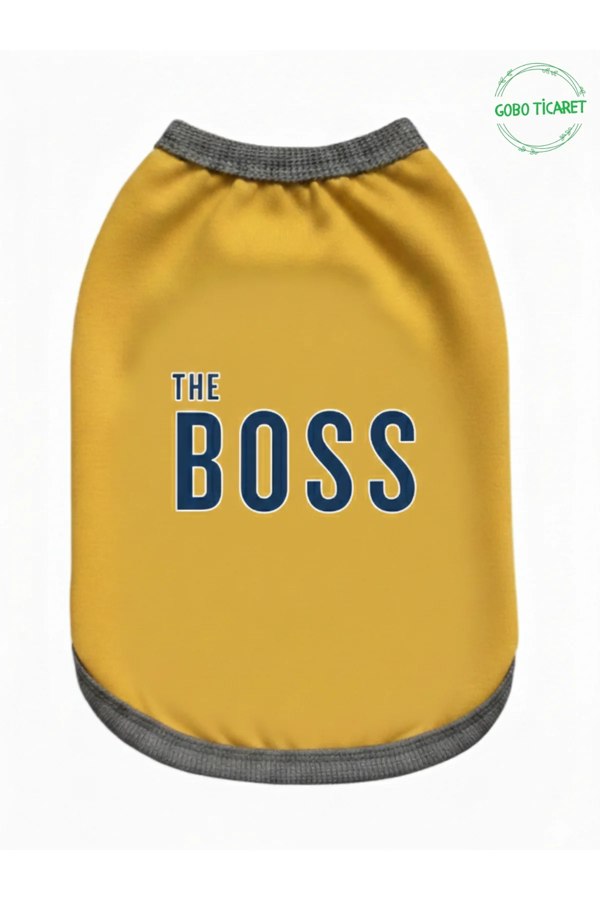 Sarı The Boss (Patron) Yazılı Kedi ve Köpek Kıyafeti Tişörtü Elbi