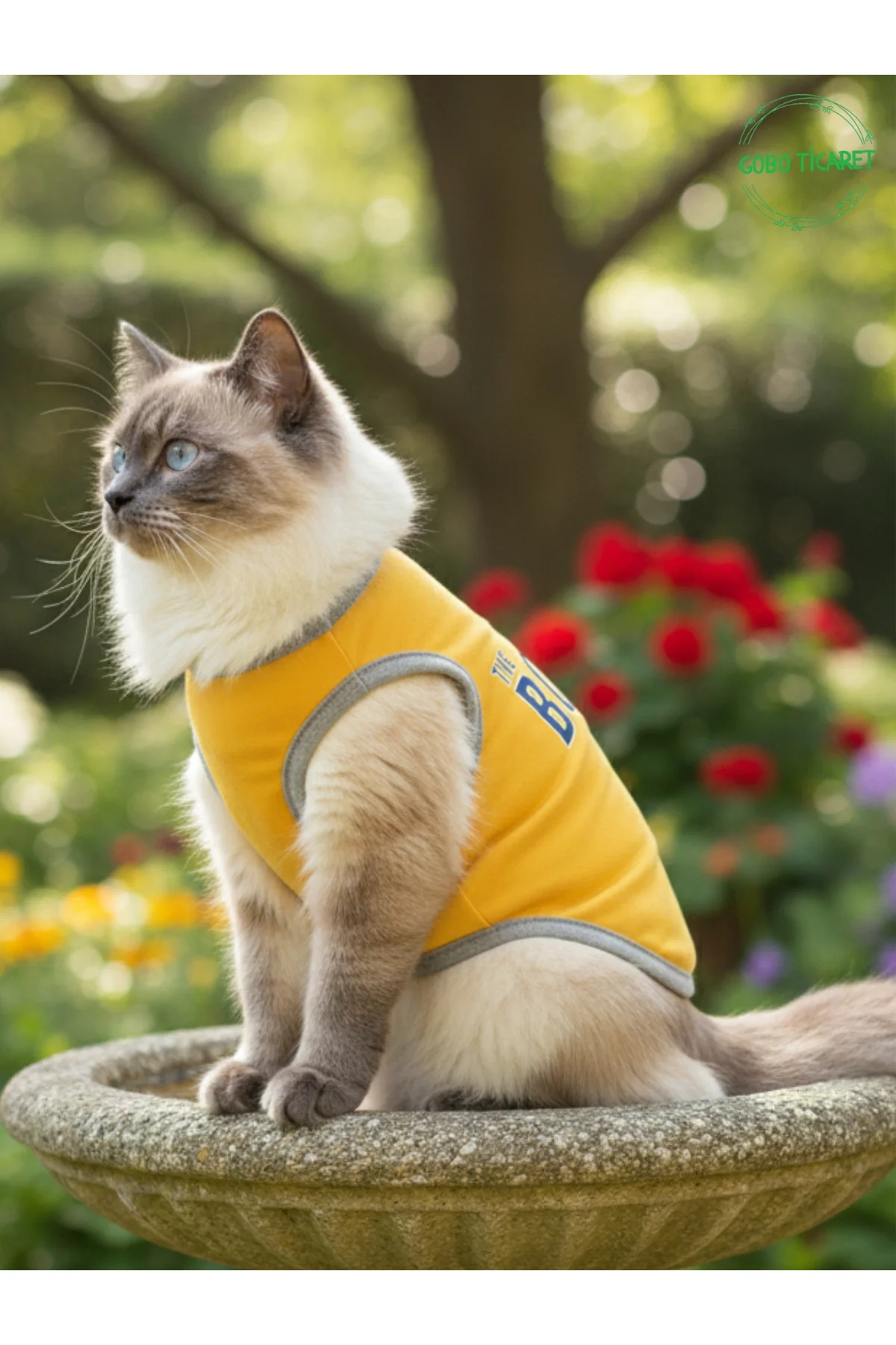 Sarı The Boss (Patron) Yazılı Kedi ve Köpek Kıyafeti Tişörtü Elbi