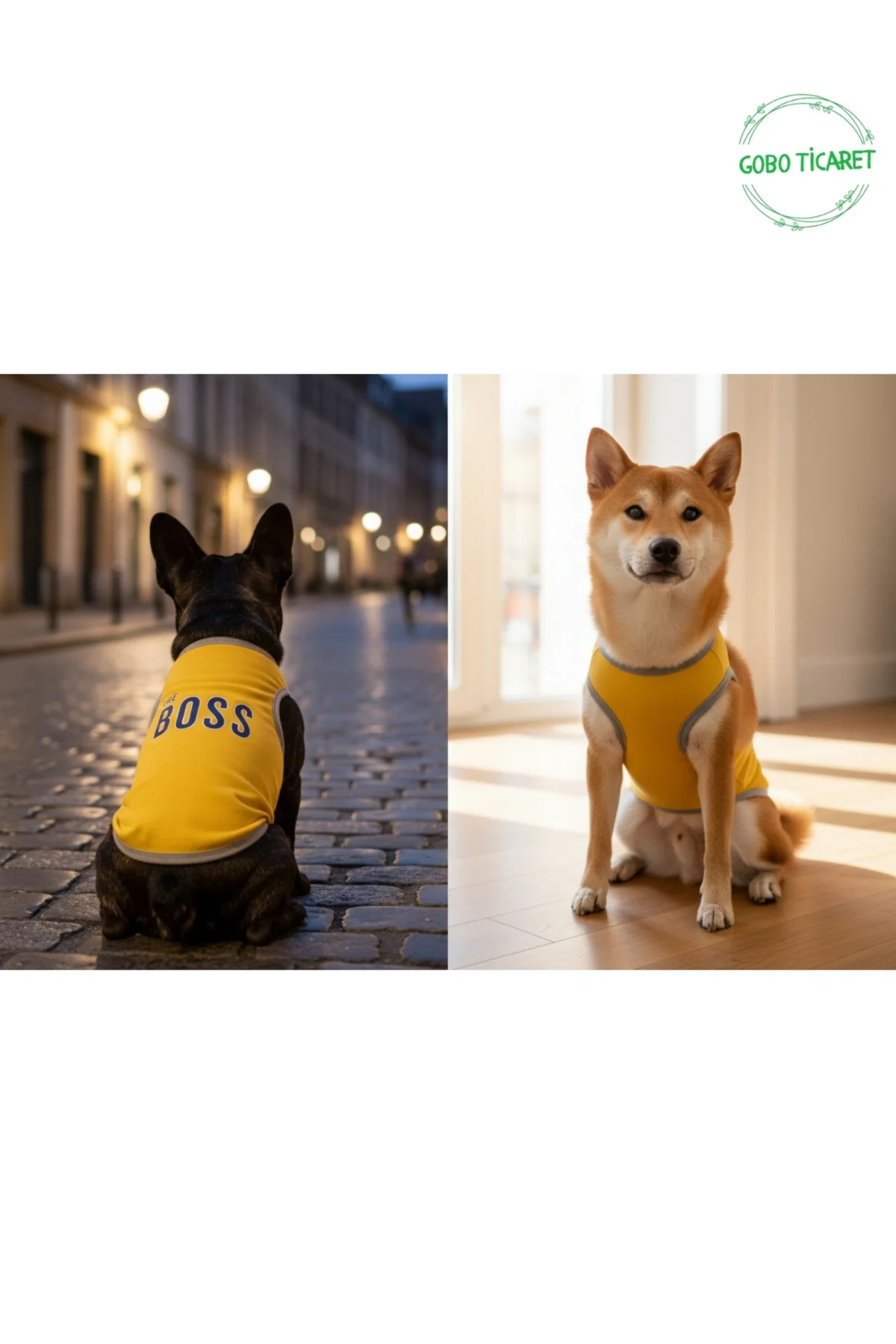 Sarı The Boss (Patron) Yazılı Kedi ve Köpek Kıyafeti Tişörtü Elbi