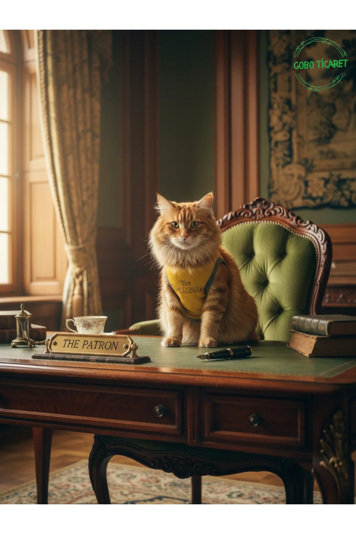 Sarı The Patron Yazılı Kedi ve Köpek Kıyafeti Tişörtü Elbisesi XS