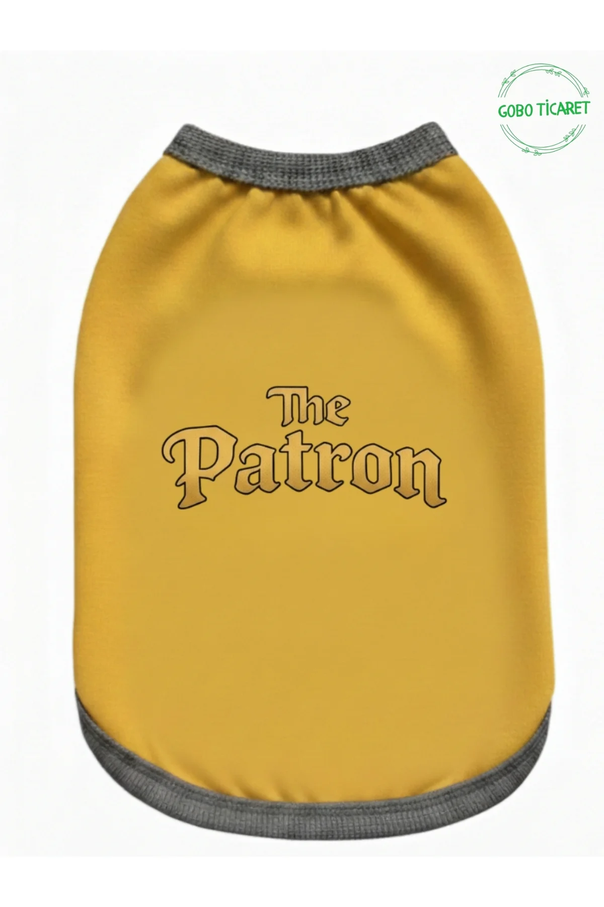 Sarı The Patron Yazılı Kedi ve Köpek Kıyafeti Tişörtü Elbisesi XS