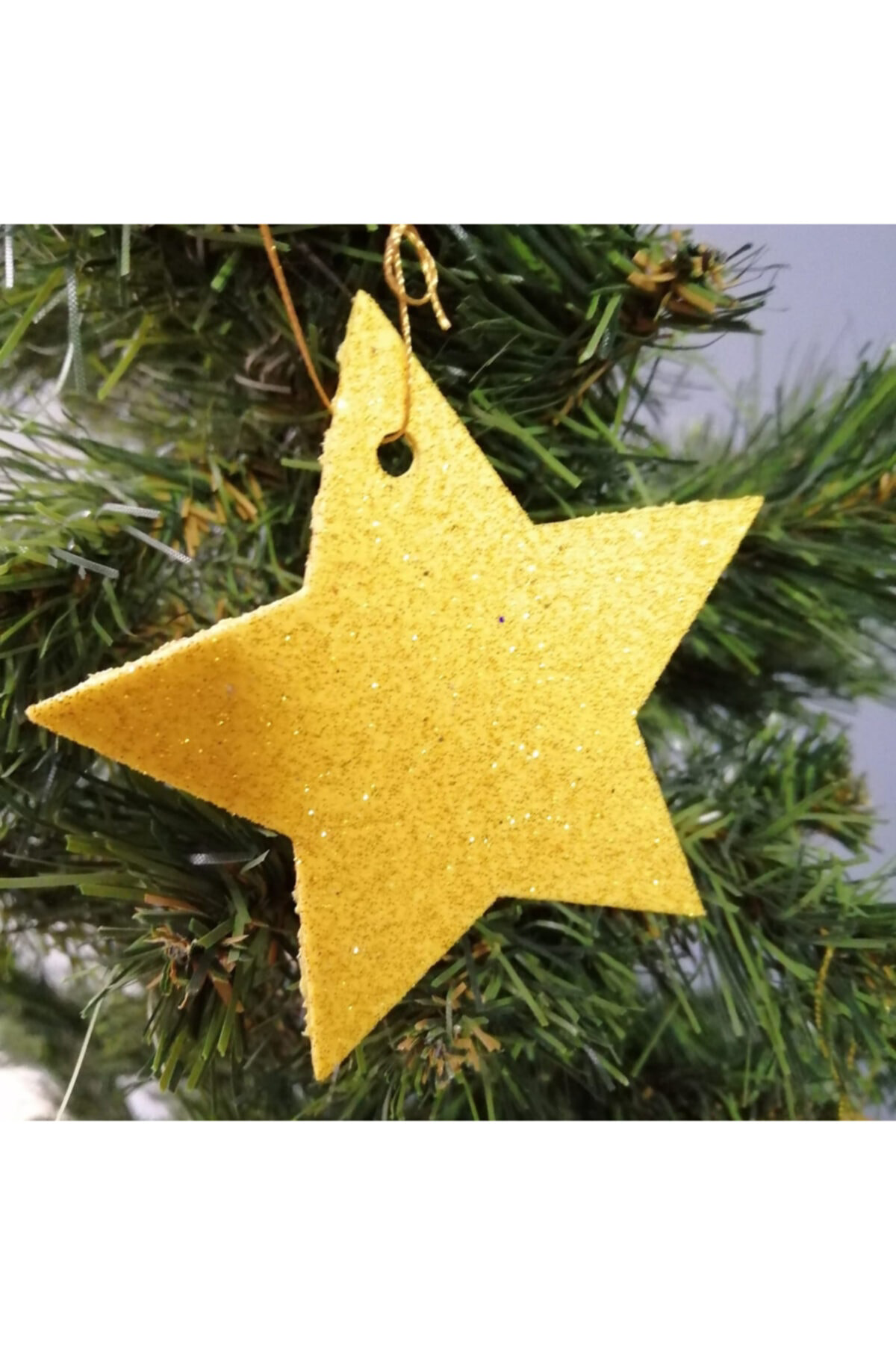 Leylaser Sarı Yıldız Yılbaşı Ağacı Süsü 8X8 Cm 6 Lı