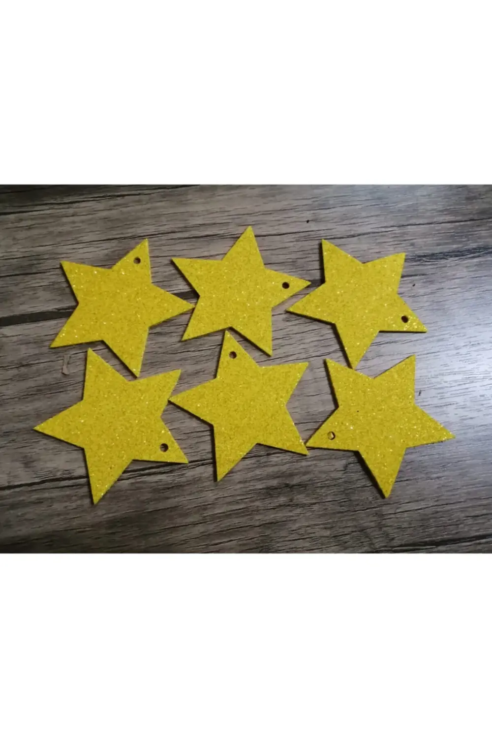 Sarı Yıldız Yılbaşı Ağacı Süsü 8x8 cm 6 lı