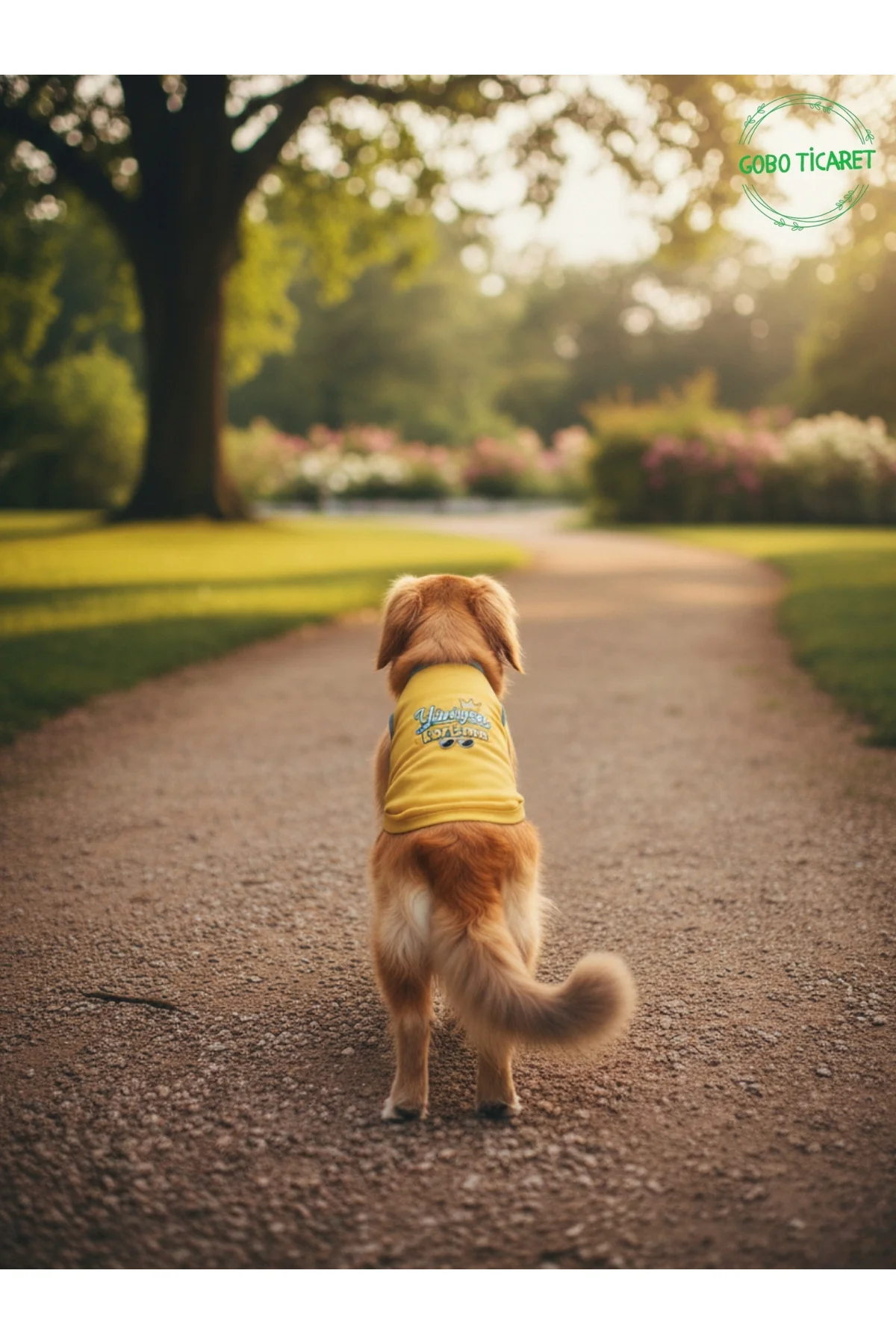 Sarı Yürüyen Karizma Yazılı Kedi ve Köpek Kıyafeti Tişörtü Elbise