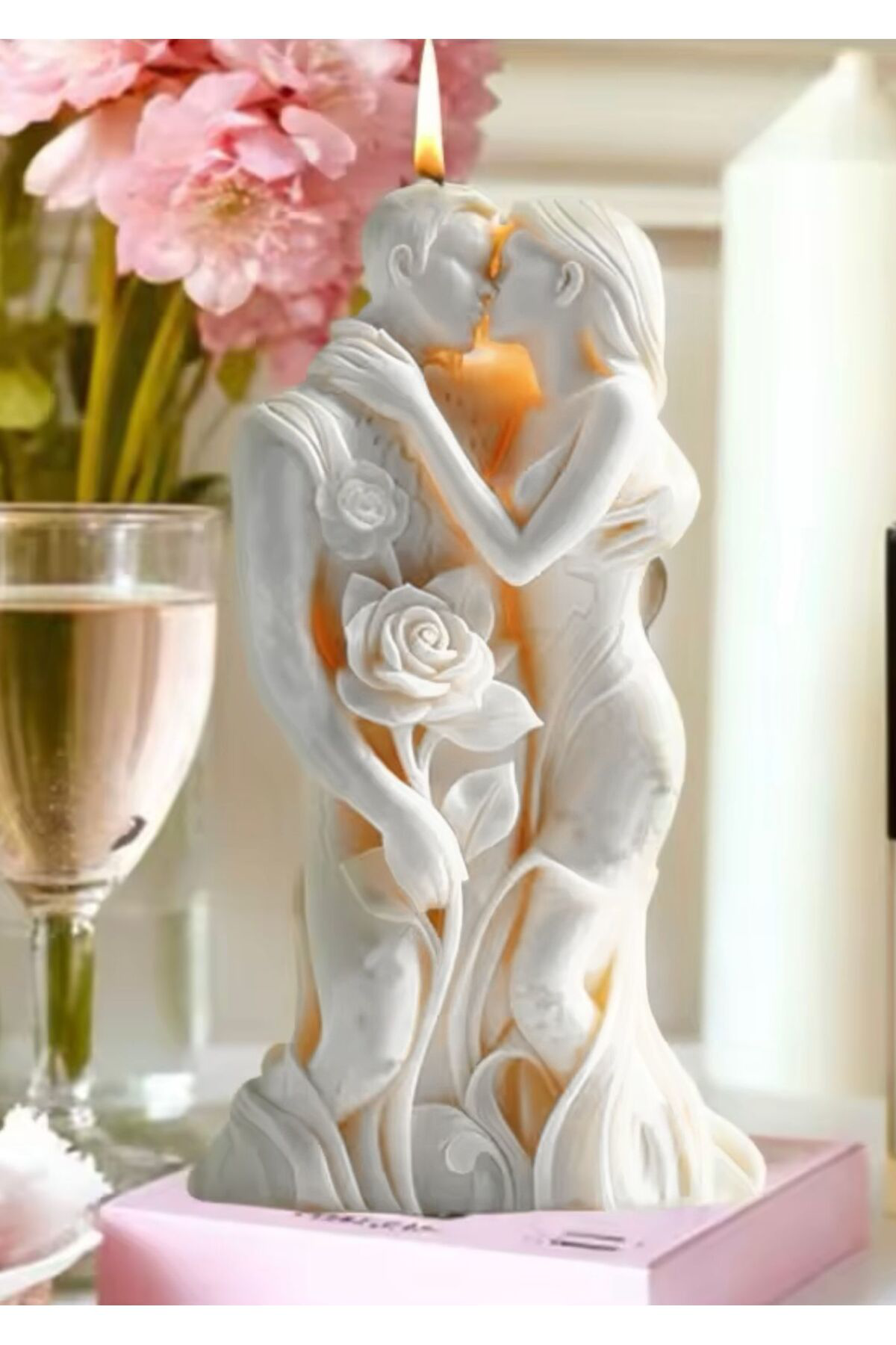 SARILAN ÇİFT SEVGİLİ AFRODİZYAK ETKİLİ AŞK KOKULU MUM