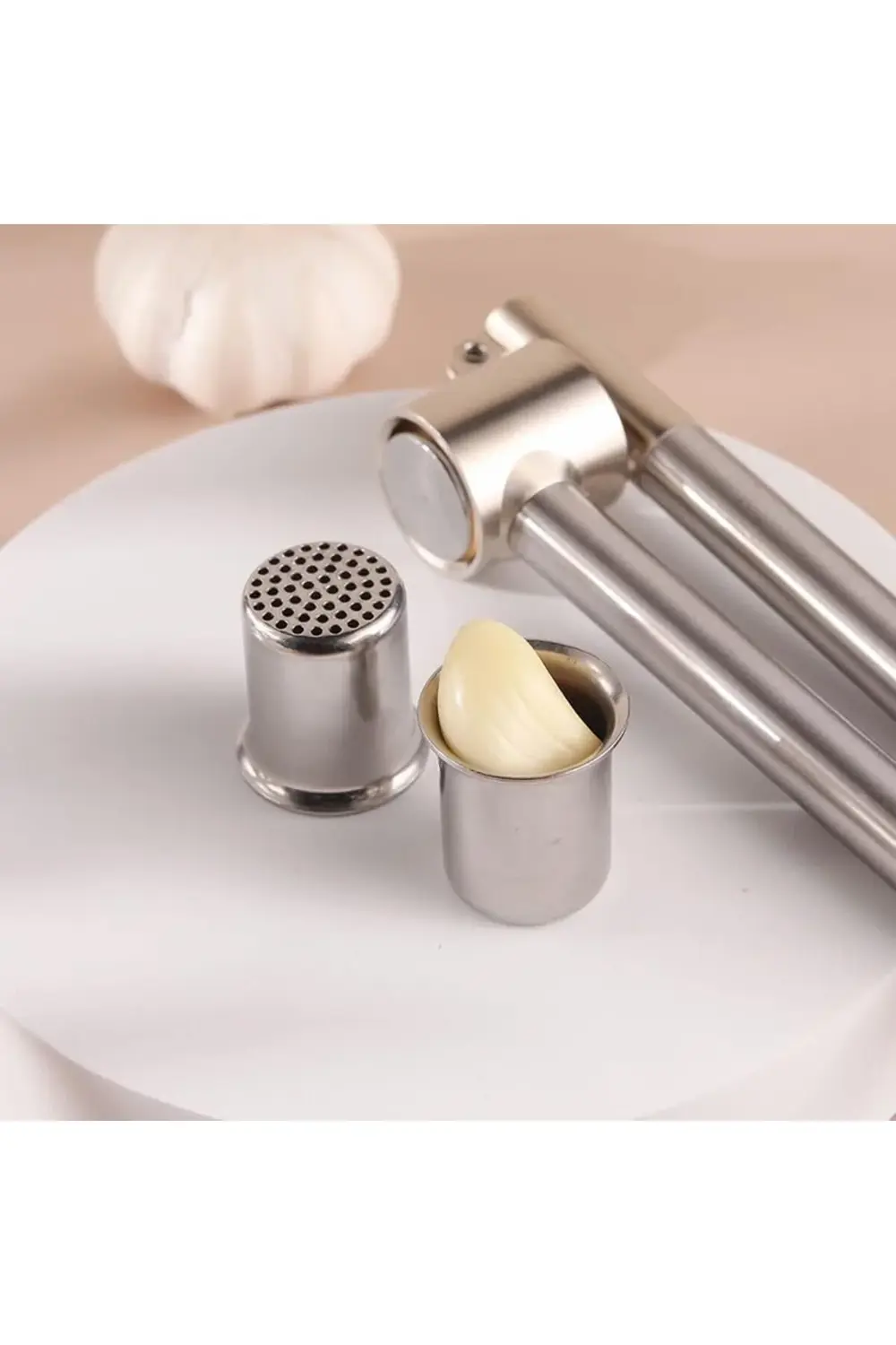 Sarımsak Ezici, Paslanmaz Çelik, Gümüş, 18 x 5 x 3 cm 978262