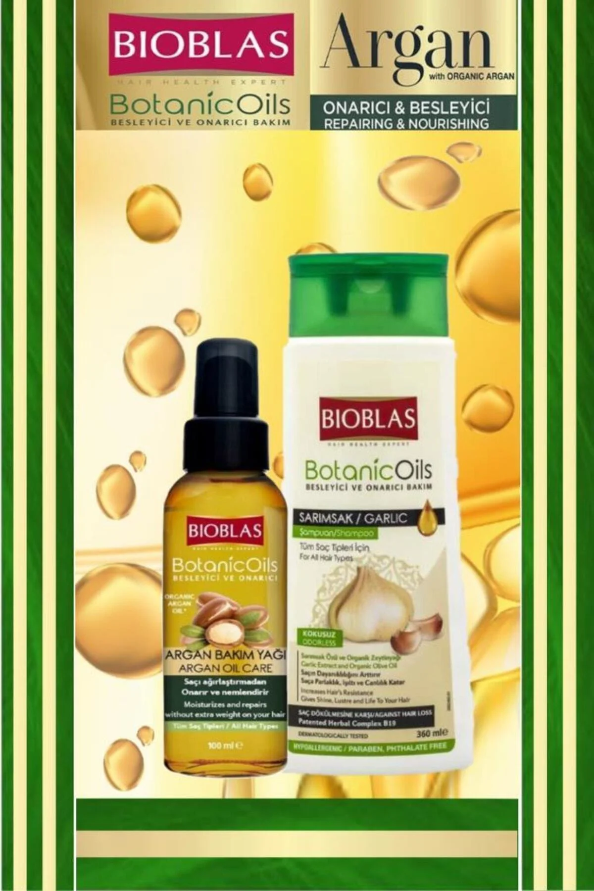 Sarımsak Sampuan 360 Ml&argan Bakım Yağı 100 ml