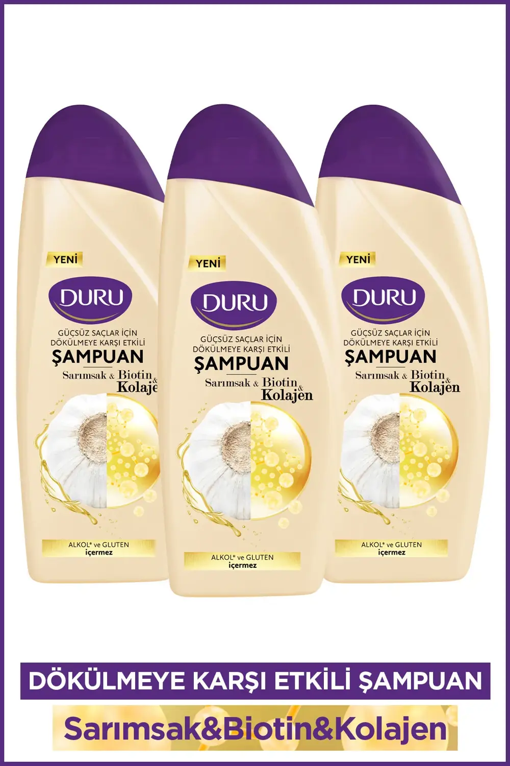 Sarımsak&Biotin&Kolajen Dökülmeye Karşı Etkili Şampuan 3x500 ml