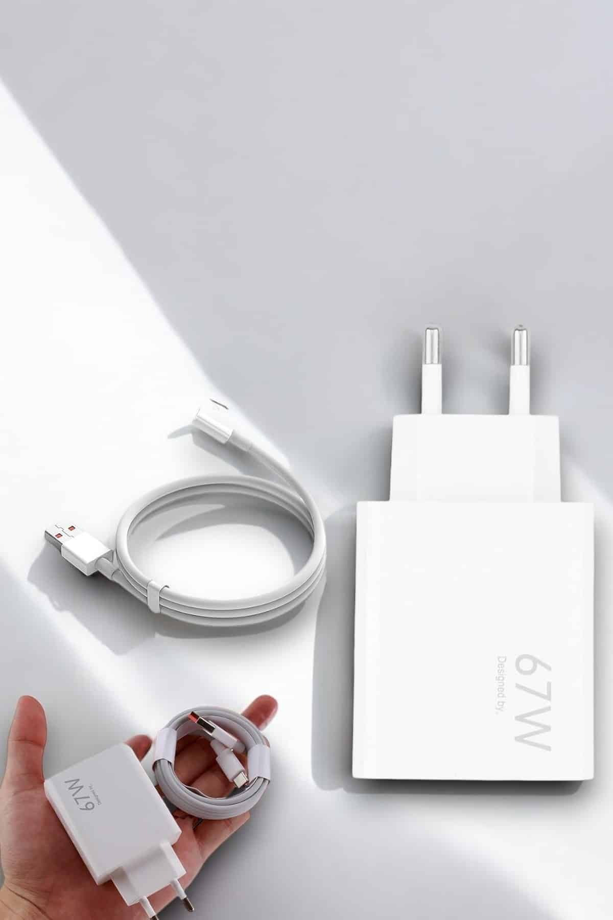 Şarj Aleti 67W Hızlı Şarj Turbo Type-C Uyumlu Şarj Adaptörü Kablo