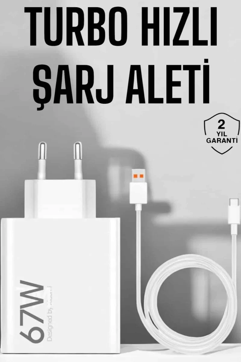 Şarj Aleti 67W Hızlı Şarj Turbo Type-C Uyumlu Şarj Adaptörü Kablosu - Lisinya