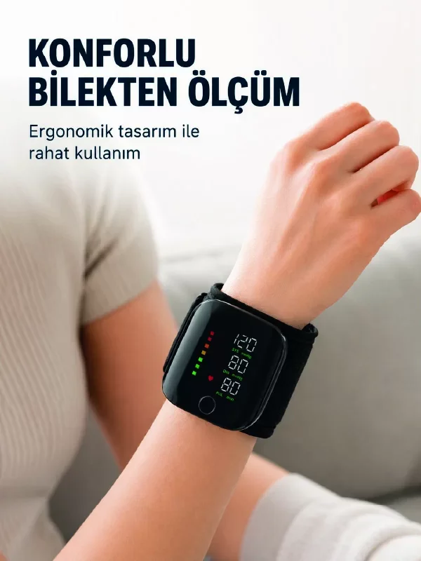 Şarj Edilebilir Bilekten Tansiyon Aleti - Tek Tuşla Otomatik Ölçüm & Pratik Takip