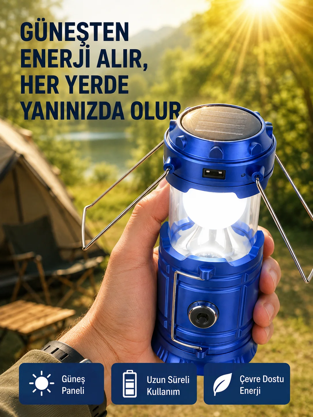 Şarj Edilebilir Güneş Enerjili Kızaklı Kamp Feneri – USB Çıkışlı, Katlanabilir, Dayanıklı ve Çok Fonksiyonlu Şarj Edilebilir Güneş Enerjili Kızaklı Kamp Feneri – USB Çıkışlı, Katlanabilir, Dayanıklı ve Çok Fonksiyonlu