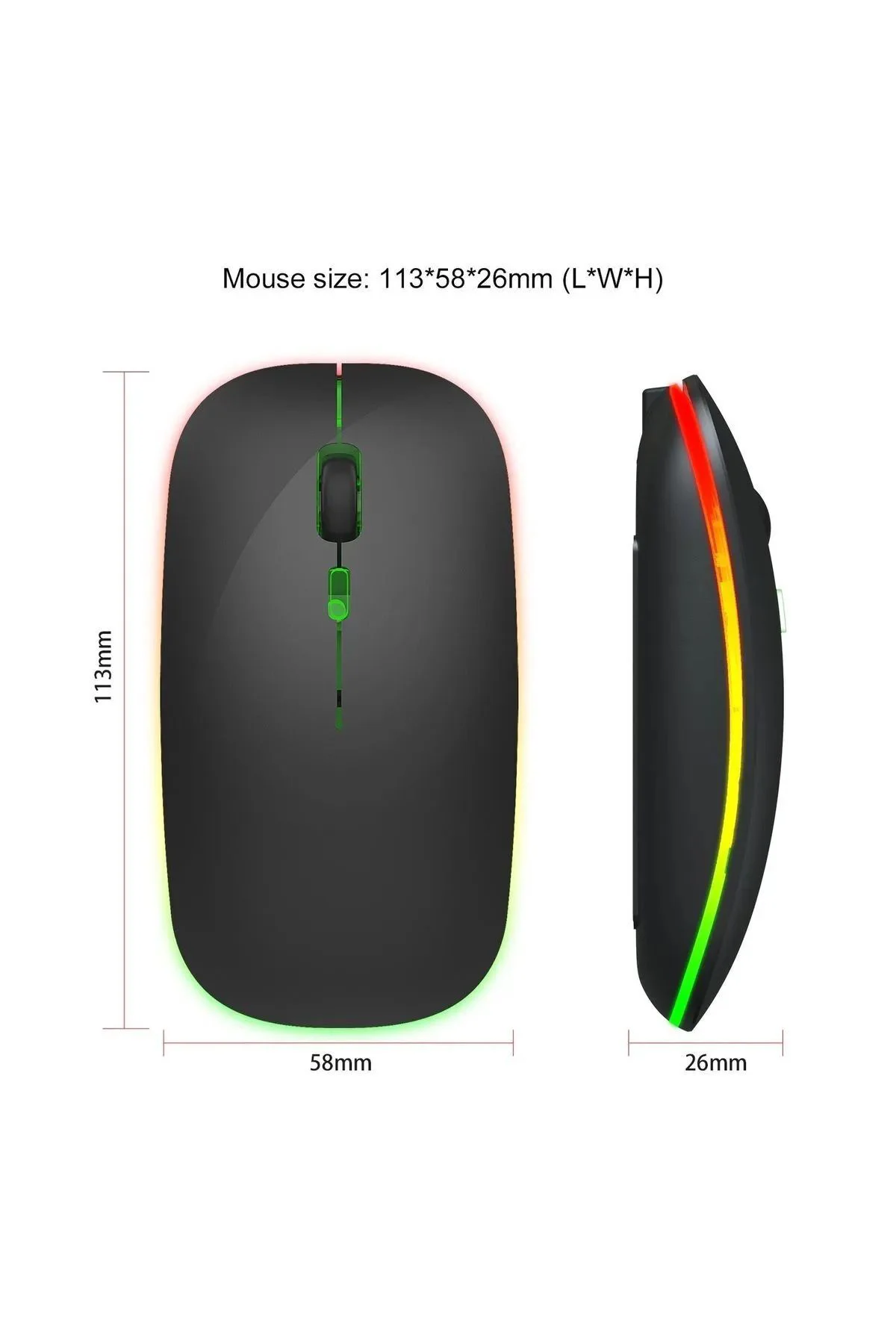Şarj Edilebilir Kablosuz Bilgisayar Beyaz Mouse Led8 - 4 Tuşlu, 3200 Dpi, 2.4GHz