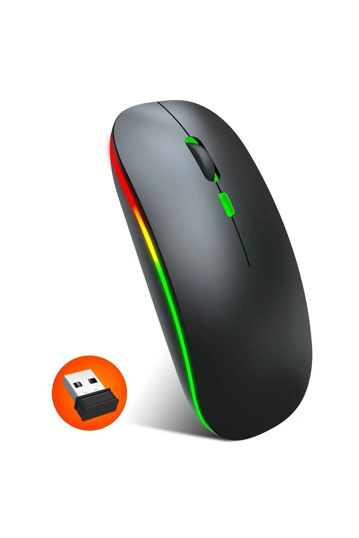 Şarj Edilebilir Kablosuz Bilgisayar Beyaz Mouse Led8 - 4 Tuşlu, 3200 Dpi, 2.4GHz