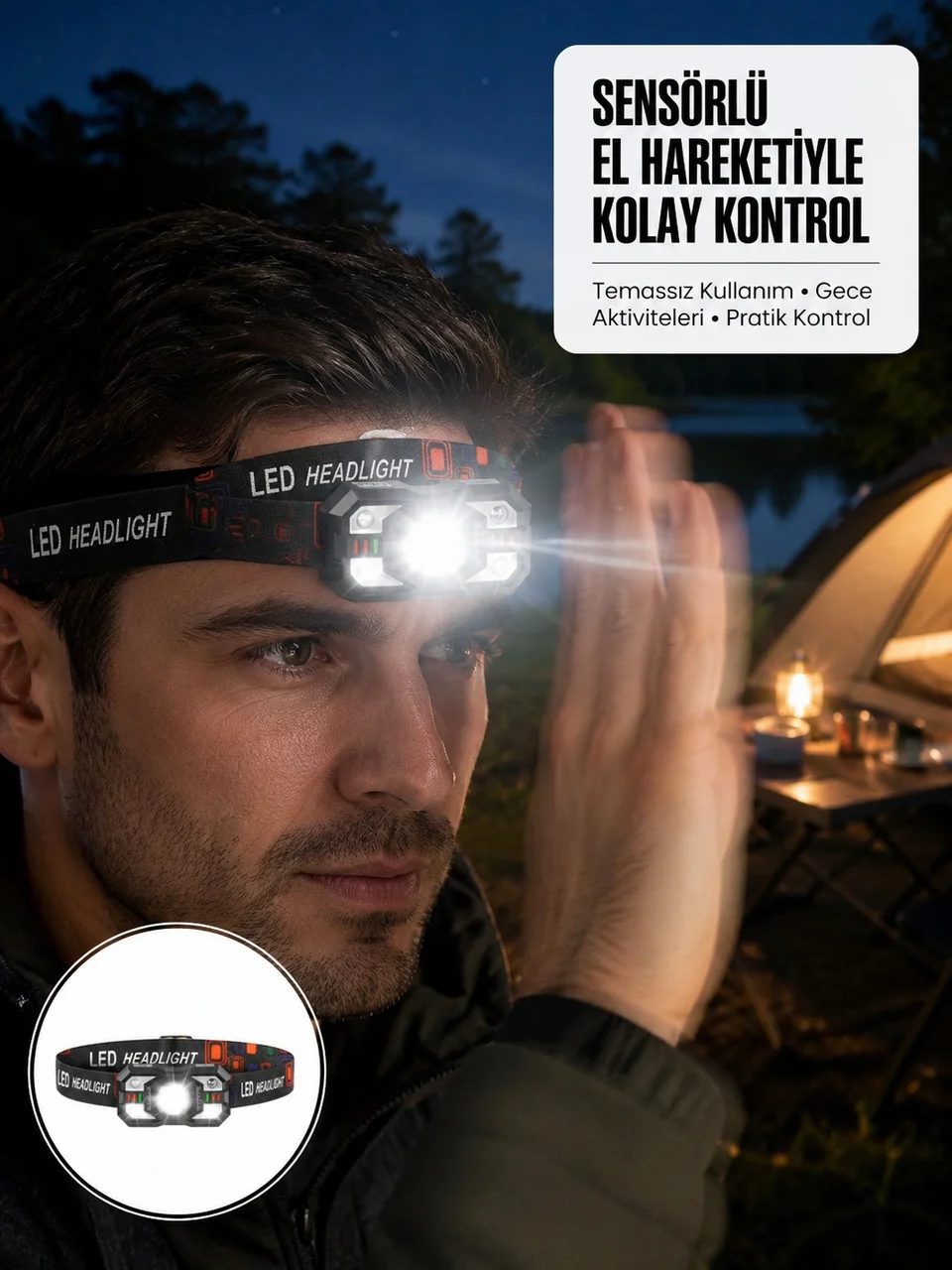 Şarj Edilebilir Led Far Hareket Sensörlü 5 Modlu Outdoor Yeni Nesil - Lisinya Diğer