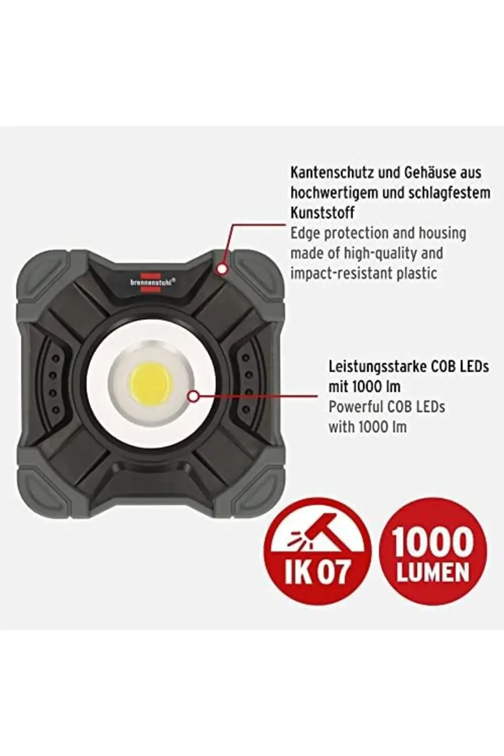 şarj edilebilir LED çalışma lambası SH 1000 MA (1000lm, IP54, ve