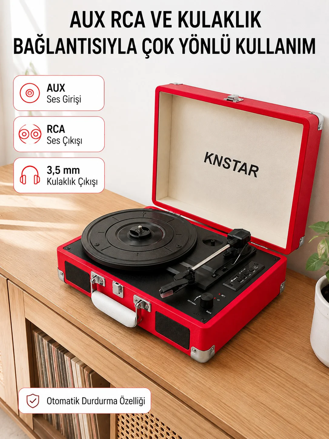 Şarj Edilebilir Taşınabilir Pikap 1800 mAh Dahili Pil Bluetooth ve Çoklu Bağlantı Seçenekli Fiyatı, Yorumları ve Özellikleri