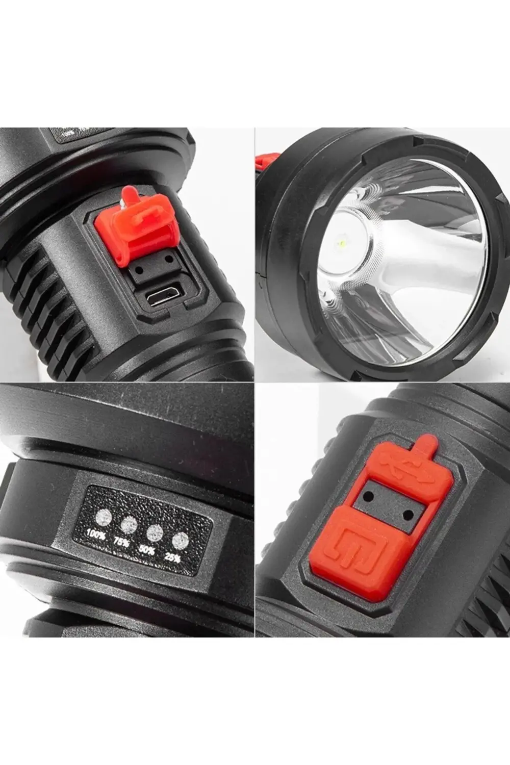 Şarj Edilebilir USB Girişli 3 Modlu El Feneri | Taşınabilir LED I