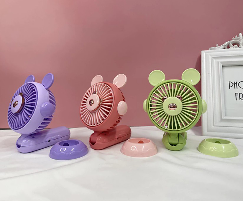 Şarj Edilebilir Fanlı Ayıcık Figürlü Ayarlanabilir El Fanı Vantil