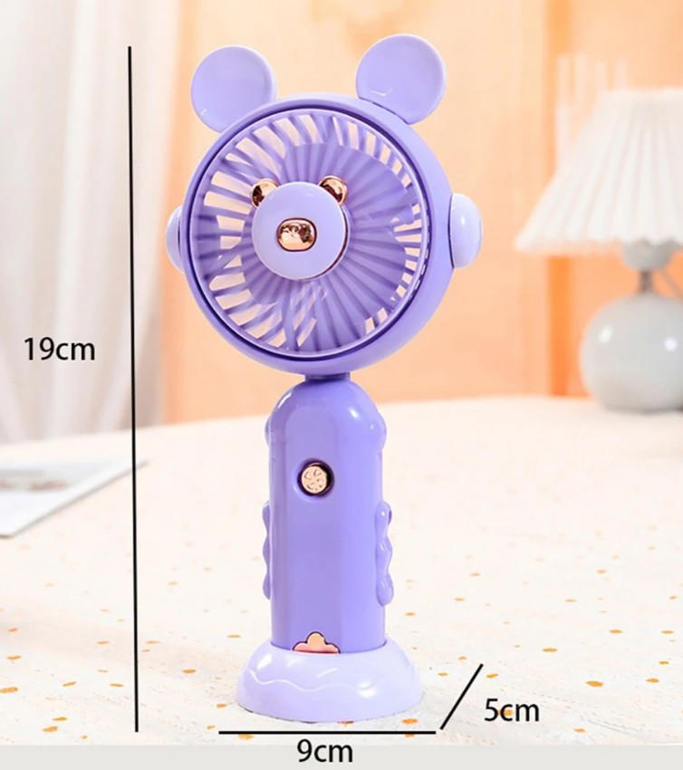 Şarj Edilebilir Fanlı Ayıcık Figürlü Ayarlanabilir El Fanı Vantil