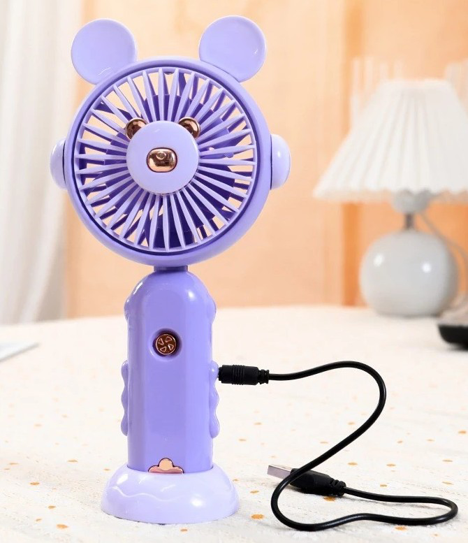 Şarj Edilebilir Fanlı Ayıcık Figürlü Ayarlanabilir El Fanı Vantil