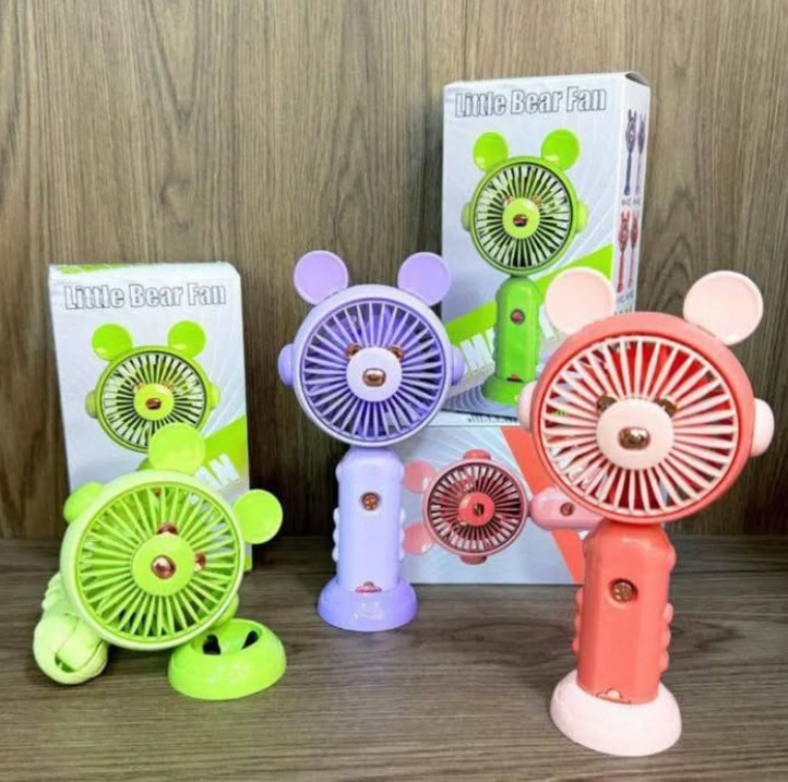 Şarj Edilebilir Fanlı Ayıcık Figürlü Ayarlanabilir El Fanı Vantil