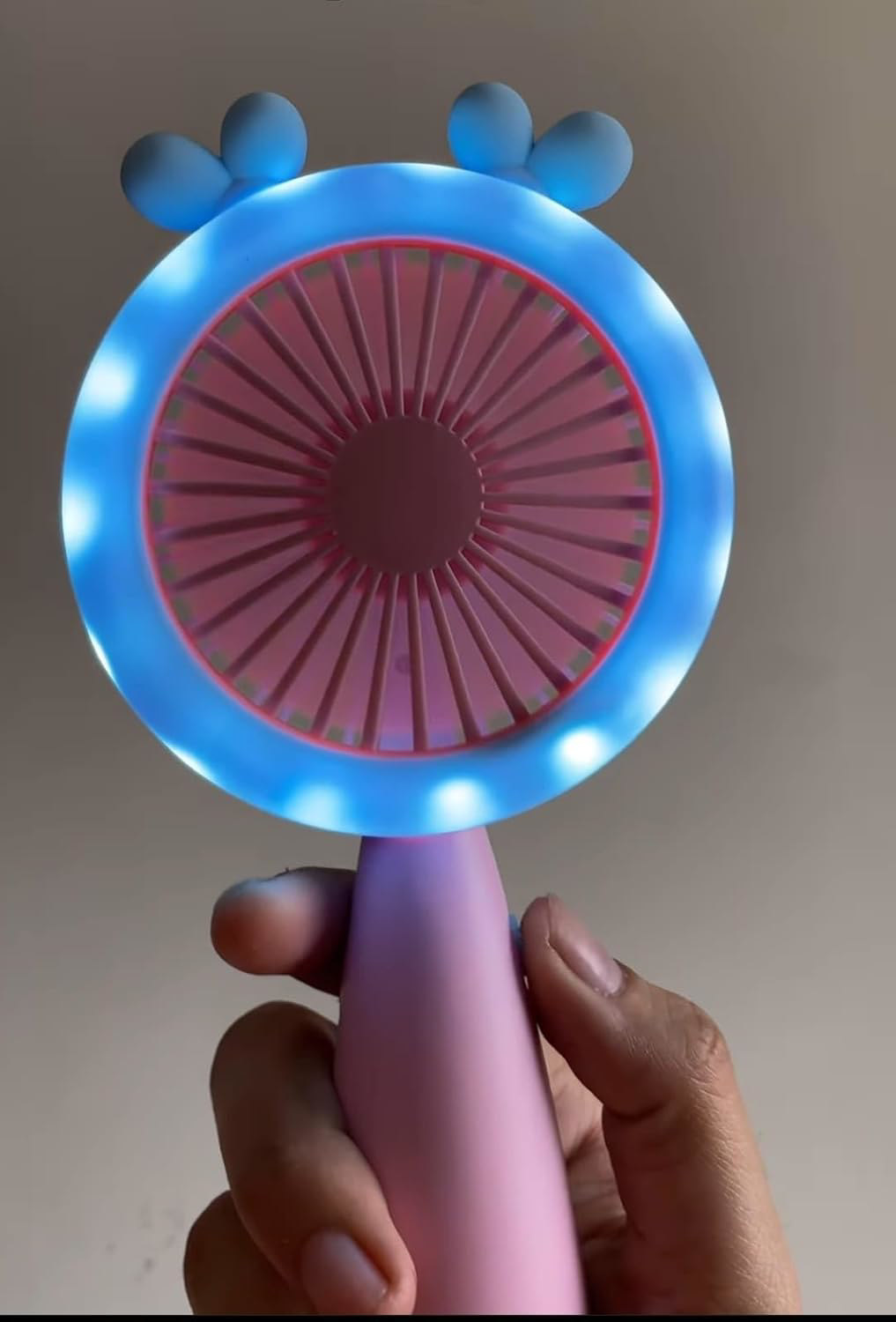 Şarj Edilebilir Işıklı Fanlı Kulaklı Vantilatör - Sarı